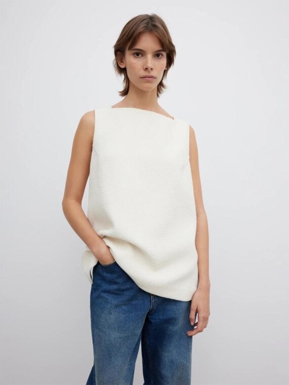 Open back bouclé top | House of Dagmar